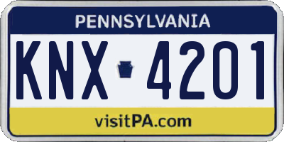 PA license plate KNX4201
