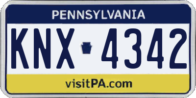 PA license plate KNX4342