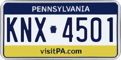 PA license plate KNX4501