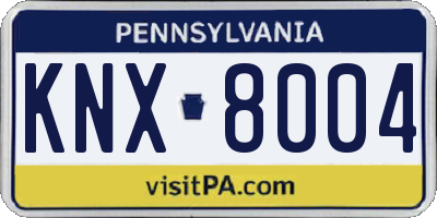 PA license plate KNX8004