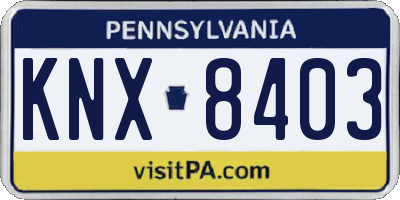 PA license plate KNX8403
