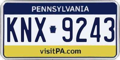 PA license plate KNX9243