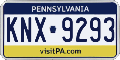 PA license plate KNX9293