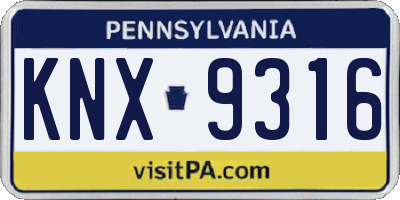 PA license plate KNX9316
