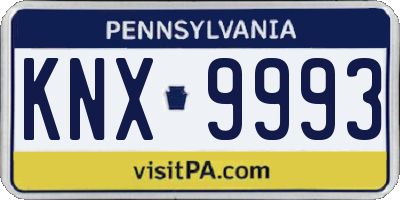 PA license plate KNX9993