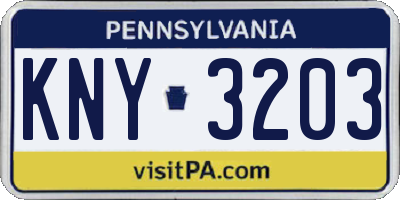 PA license plate KNY3203