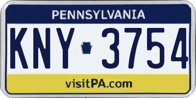 PA license plate KNY3754