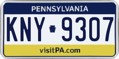 PA license plate KNY9307