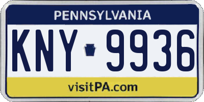 PA license plate KNY9936