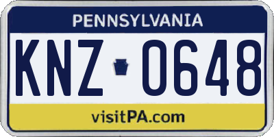 PA license plate KNZ0648