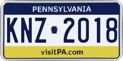 PA license plate KNZ2018