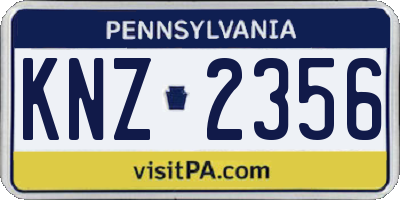 PA license plate KNZ2356