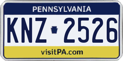 PA license plate KNZ2526