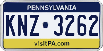 PA license plate KNZ3262