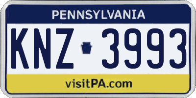 PA license plate KNZ3993