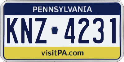 PA license plate KNZ4231