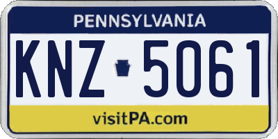 PA license plate KNZ5061