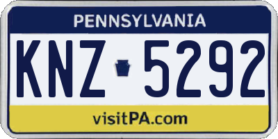 PA license plate KNZ5292