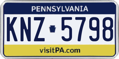 PA license plate KNZ5798