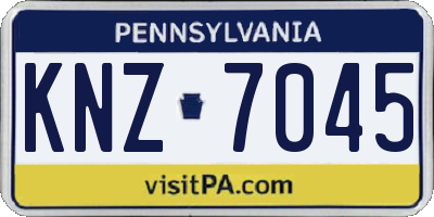 PA license plate KNZ7045