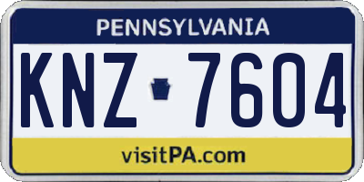 PA license plate KNZ7604