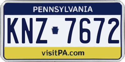 PA license plate KNZ7672