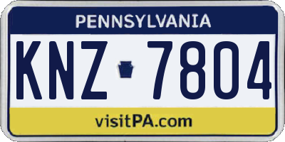 PA license plate KNZ7804