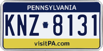 PA license plate KNZ8131