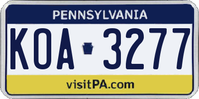 PA license plate KOA3277