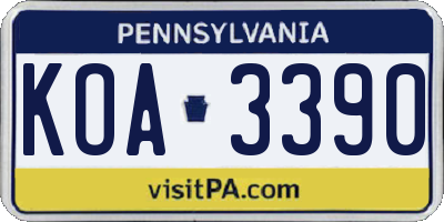 PA license plate KOA3390
