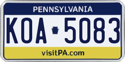 PA license plate KOA5083