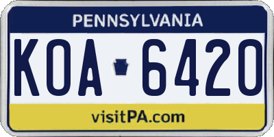 PA license plate KOA6420