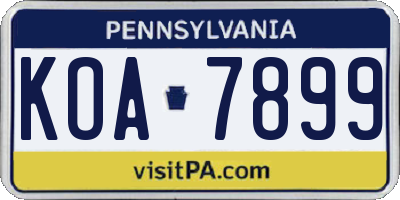 PA license plate KOA7899