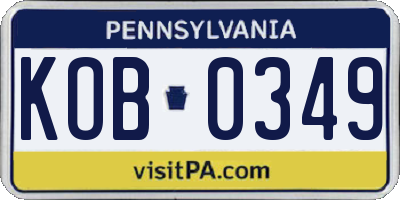 PA license plate KOB0349