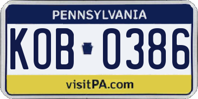 PA license plate KOB0386