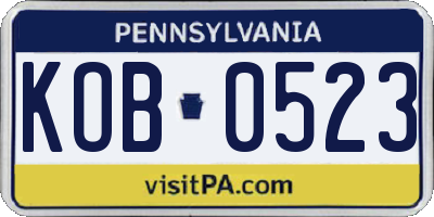 PA license plate KOB0523