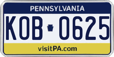 PA license plate KOB0625