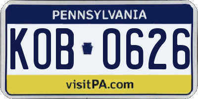 PA license plate KOB0626