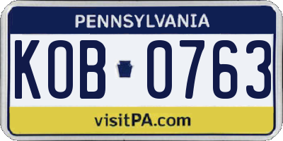 PA license plate KOB0763