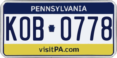 PA license plate KOB0778
