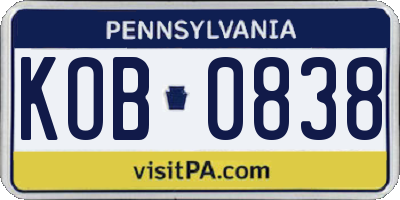 PA license plate KOB0838