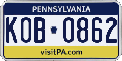 PA license plate KOB0862