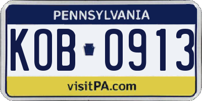 PA license plate KOB0913