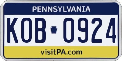 PA license plate KOB0924