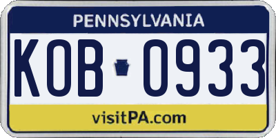 PA license plate KOB0933