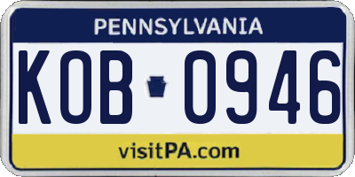 PA license plate KOB0946