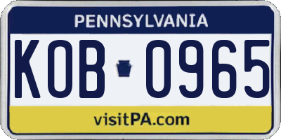 PA license plate KOB0965