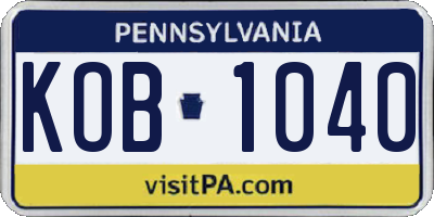 PA license plate KOB1040