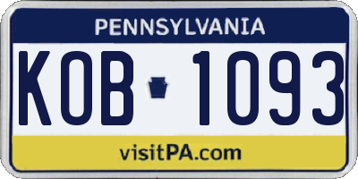 PA license plate KOB1093