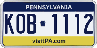 PA license plate KOB1112